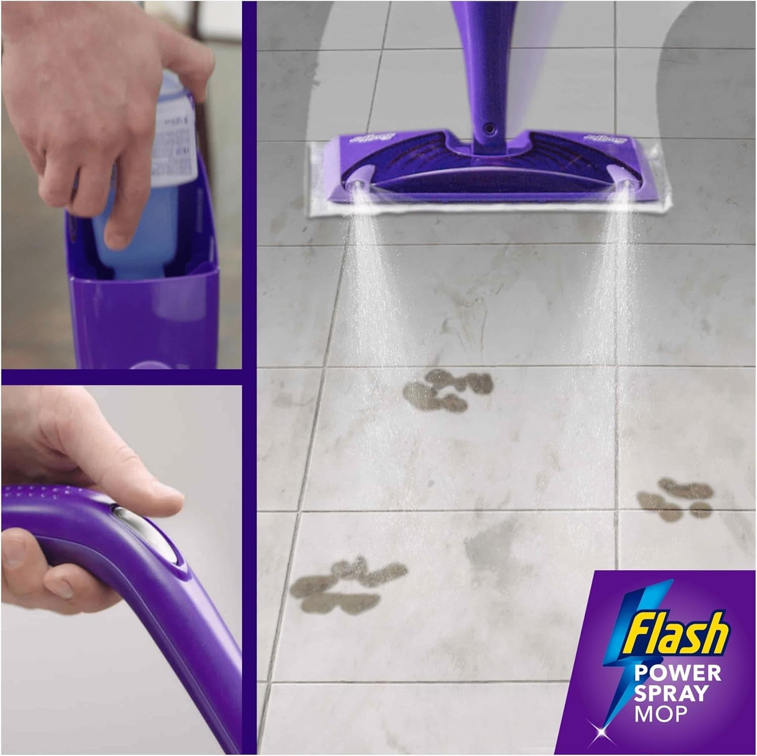 Flash Power Spray Mop Refill Liquid, Flash Power Mop Refill Liquid, Floor Cleaner, Citrus Fresh, 5 Litres (1.25 L X 4), Flash Floor Cleaner