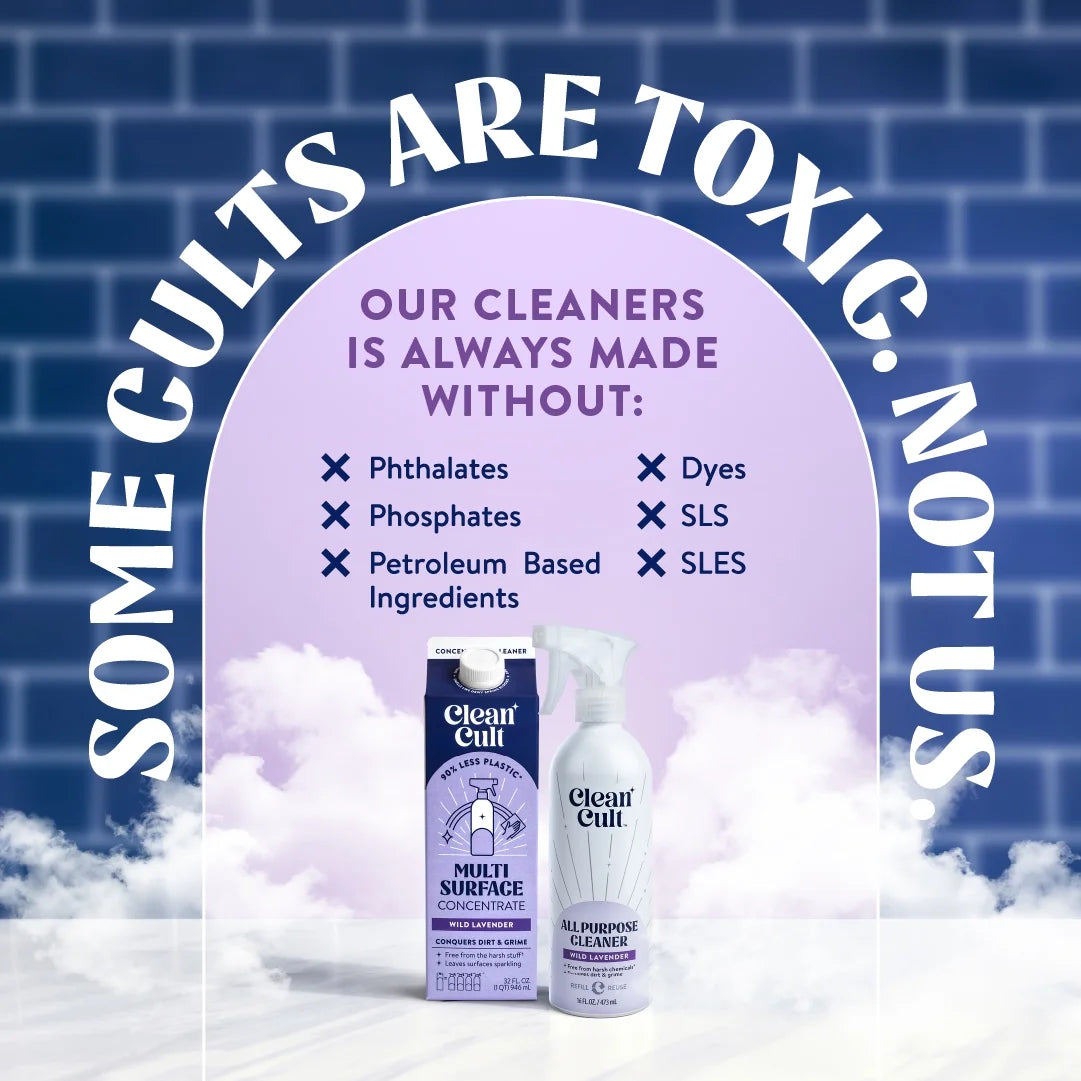 Cleancult All Purpose Cleaner, Refillable Aluminum Bottle, Lavender, 16 Fl Oz