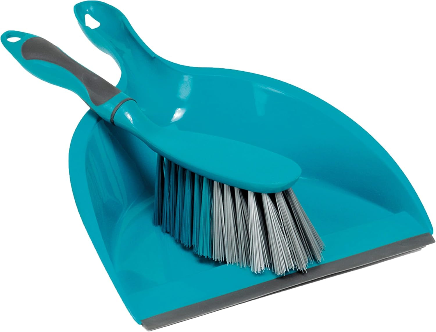 Beldray LA024152TQ Cleaning Bundle with Broom - Dustpan and Brush Set, Scrubbing & Dish Brushes, Long Handled Indoor Floor Sweeping, Washing up Brushes, Bathroom/Tile/Grout Cleaner, Soft Grip, Blue