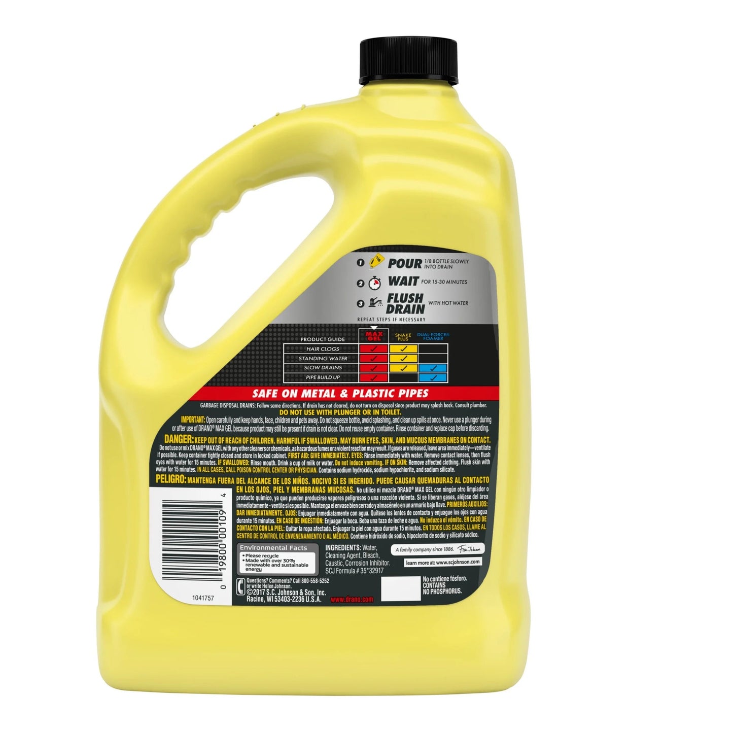 Drano Max Gel Drain & Clog Remover, Professional Strength Line, 128 Oz