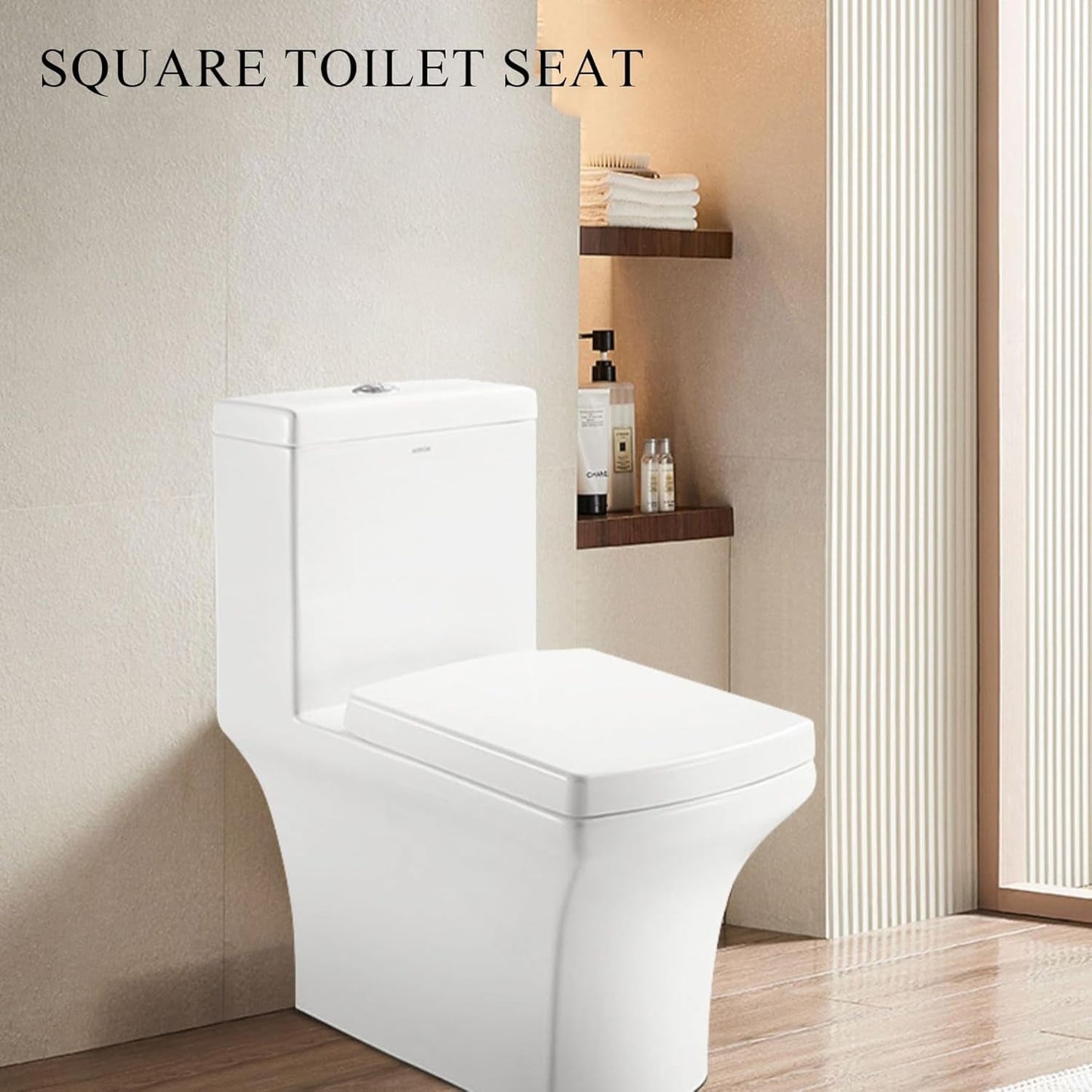 Square Toilet Seat Soft Close, Toilet Seats White with Quick Release and Adjustable Hinges for Easy Cleaning, Simple Top Fixing, Anti-Bacterial Toilet Lid Cover Rectangular Toilet Seats