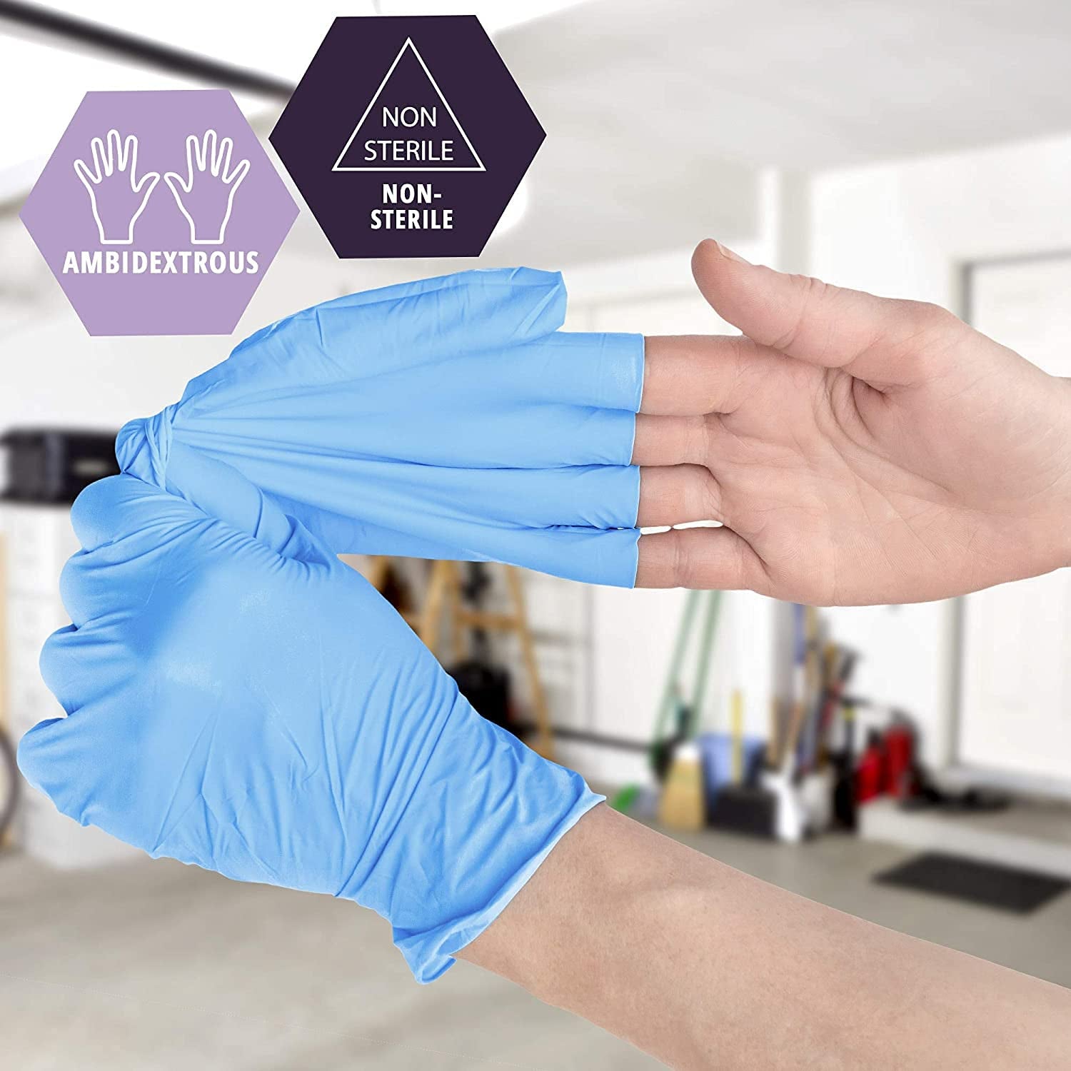 Disposable Gloves Nitrile - Powder Free, Latex Free, Textured Grip, Non-Sterile Exam Gloves for Cleaning, Cooking, Medical Use, High-Quality Disposable Gloves, Extra Strong Gloves (MEDIUM)