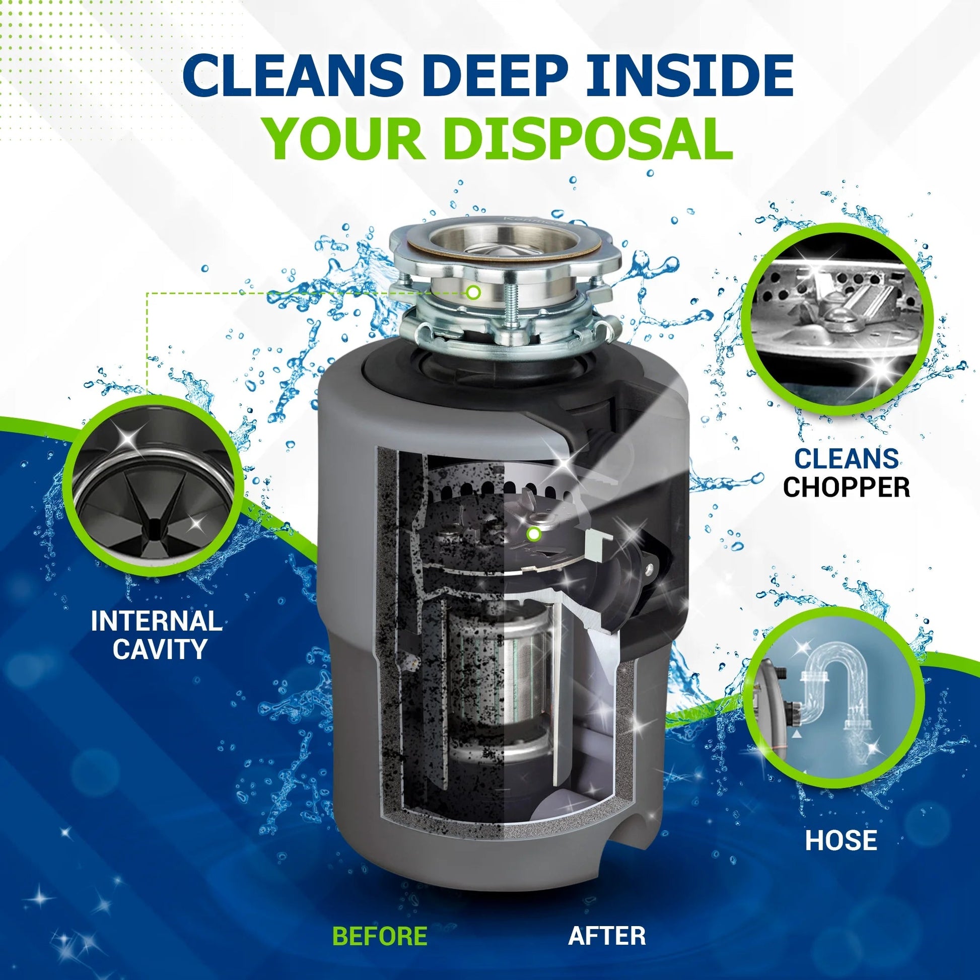 Foaming Garbage Disposal Cleaner and Deodorizer 24 Pack Disposer Cleaner Tablets - Lemon Scent