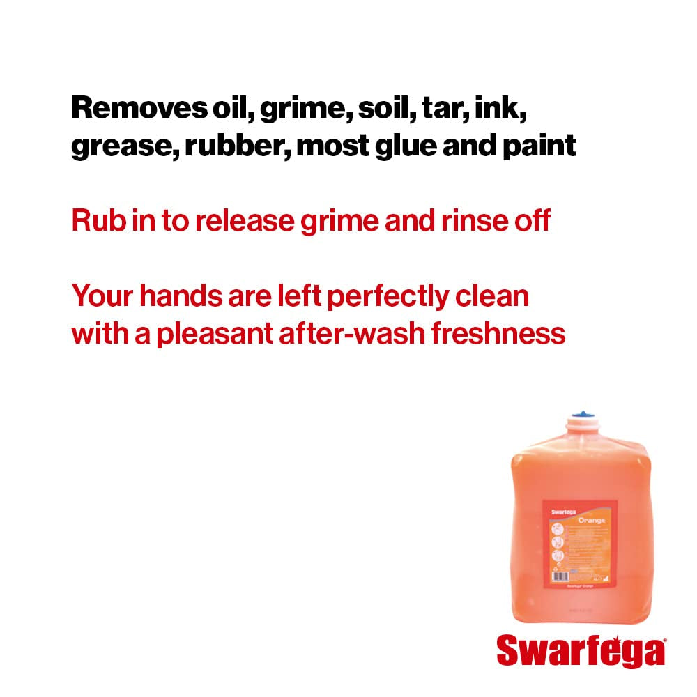 Swarfega Orange Hand Wash, Solvent-Free Heavy Duty Hand Cleaner with Natural Scrub and Moisturisers, Gentle on Skin 4L Cartridge