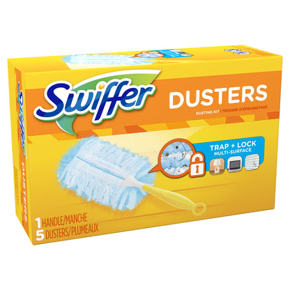 Swiffer Dusters Cleaning Kit, Feather Duster Alternative, Unscented, 1 Handle + 5 Refills