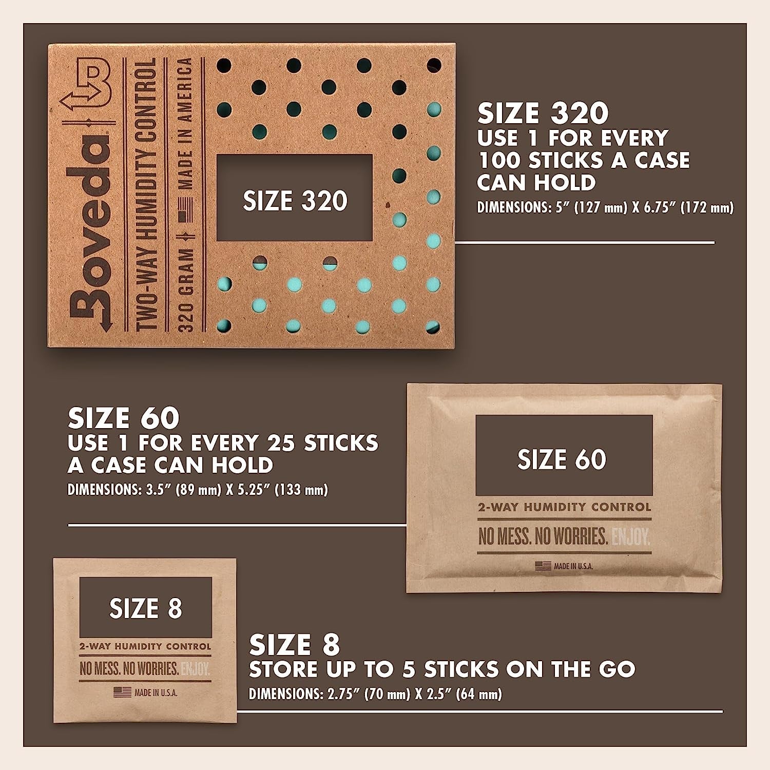 Boveda 72% Two-Way Humidity Control Packs for Wood Containers – Size 60 – 4 Pack – Moisture Absorbers – Humidifier Packs – Hydration Packets in Resealable Bag