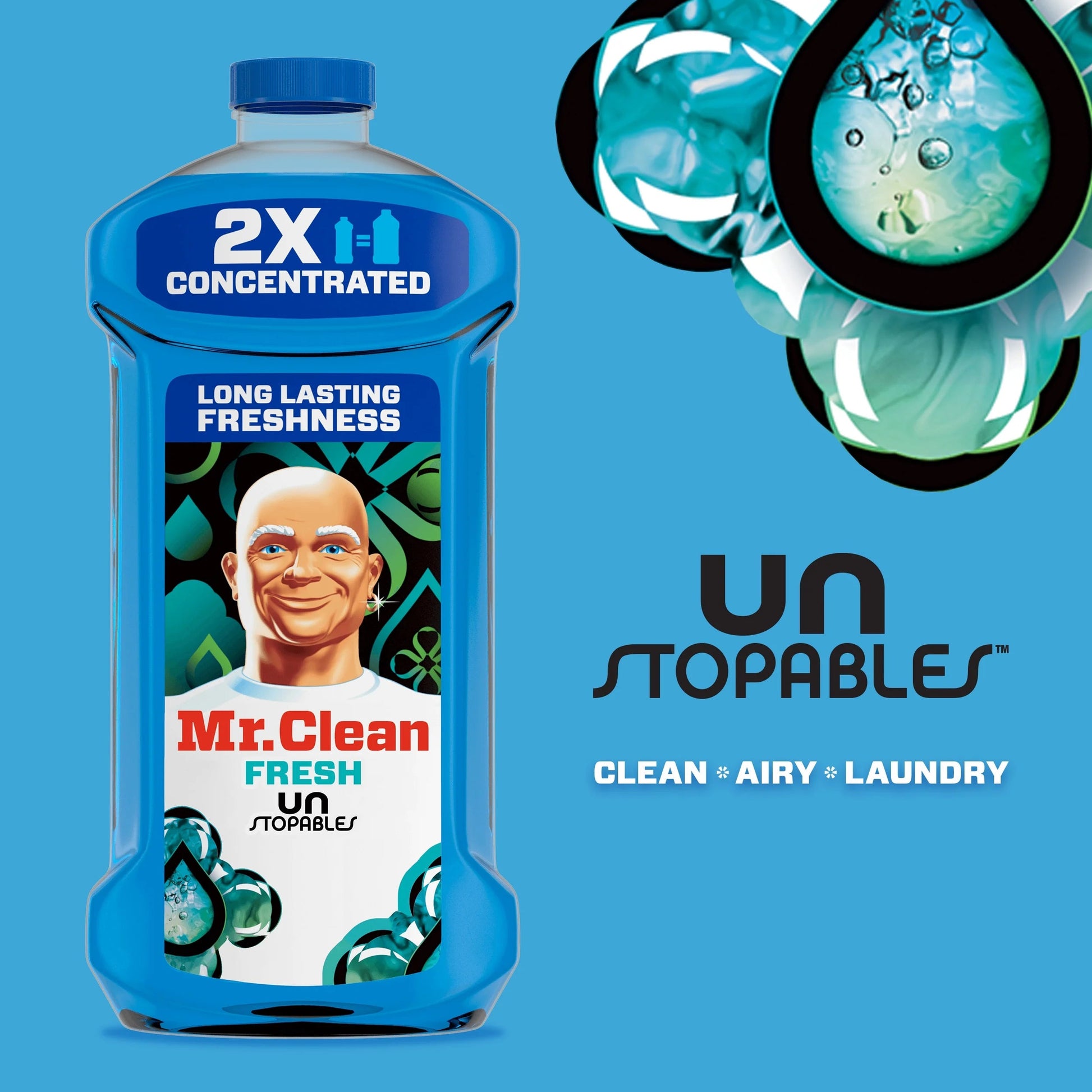 Mr. Clean 2X Concentrated Multi Surface, All Purpose Cleaner, Unstopables Fresh Scent, 41 Fl Oz