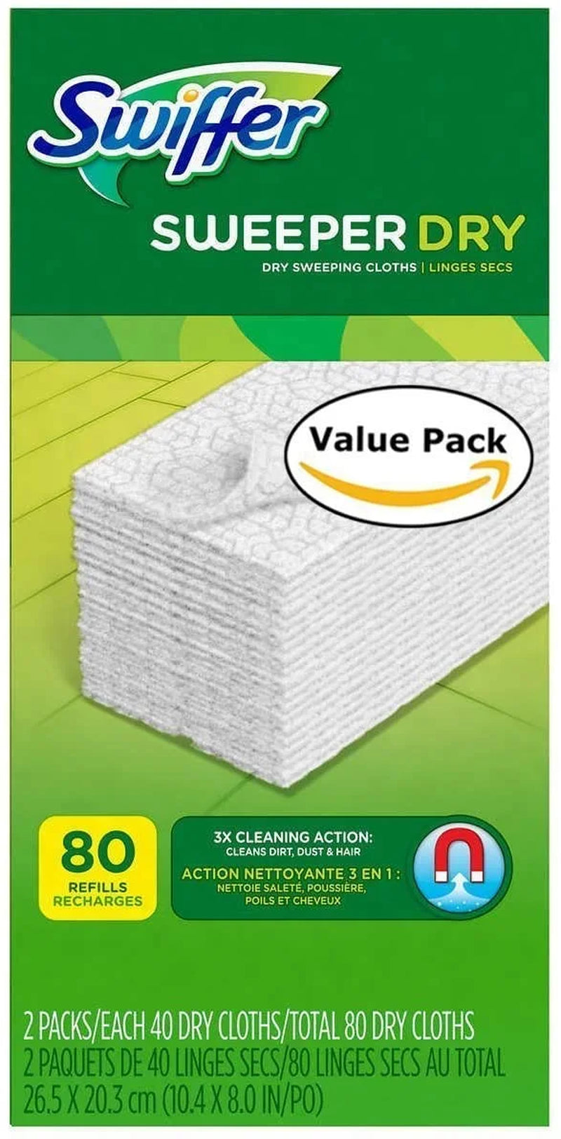 Swiffer Sweep + Mop, Dry Pads Refill, Floor Cleaner, Cleaning Cloths, Unscented, 52Ct