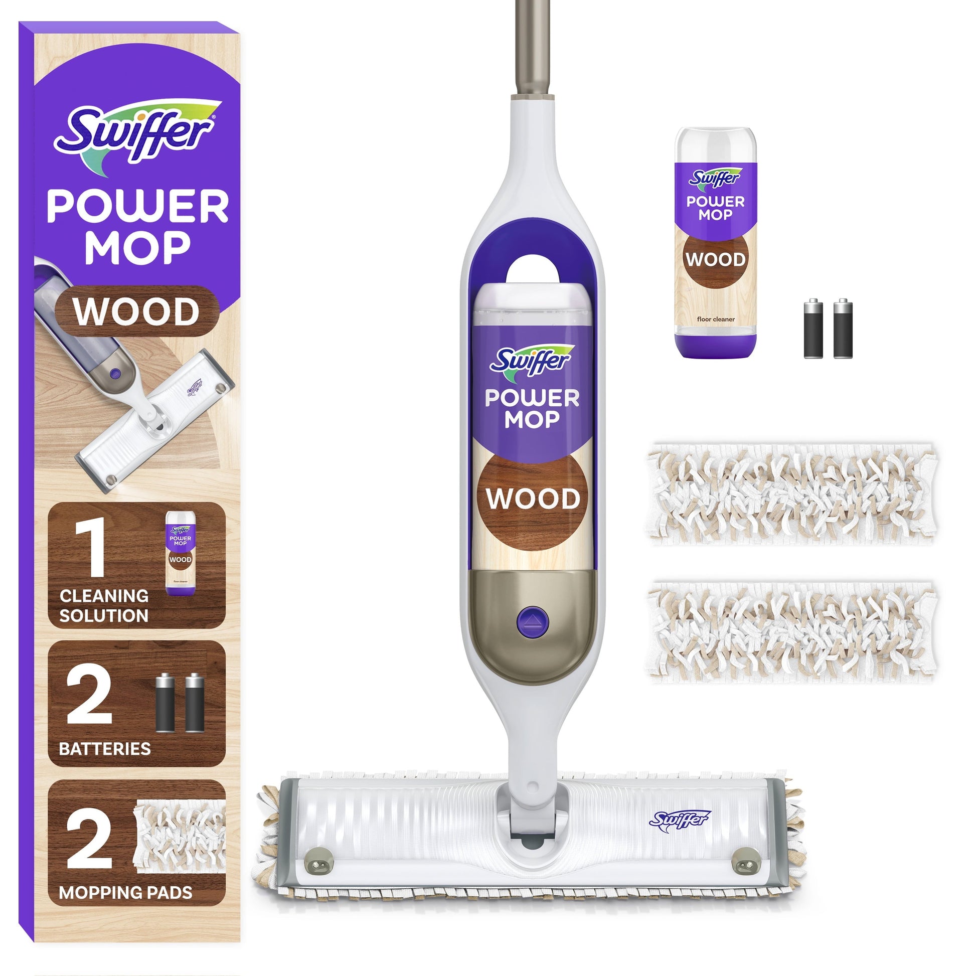 Swiffer Power Mop Wood Mop Kit for Floor Cleaning, Lemon Scent