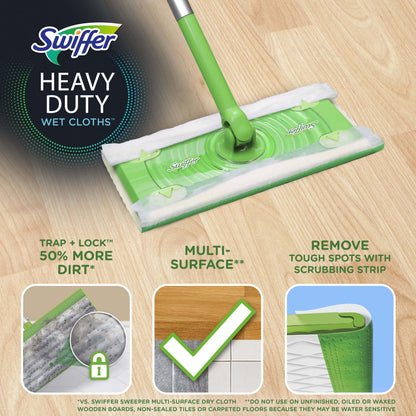 Swiffer Sweep + Mop, Dry Pads Refill, Floor Cleaner, Cleaning Cloths, Heavy Duty, Gain, 10Ct