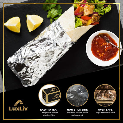 Luxliv ® 50M Premium Heavy Duty 20 Micron Thick Kitchen Foil Catering Aluminium Tin Foil Roll - 30Cm Wide