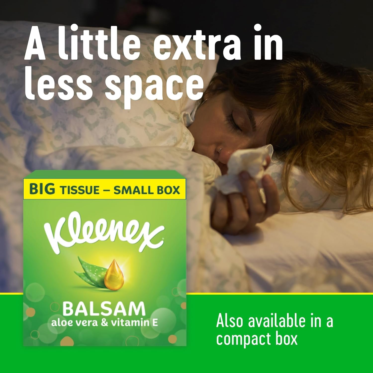 Kleenex Balsam Facial Tissues - Pack of 12 Tissue Boxes - Balm Tissues Protect and Soothe Your Nose When You'Ve Got a Cold - Balmcare with Aloe Vera, Vitamin E and Calendula