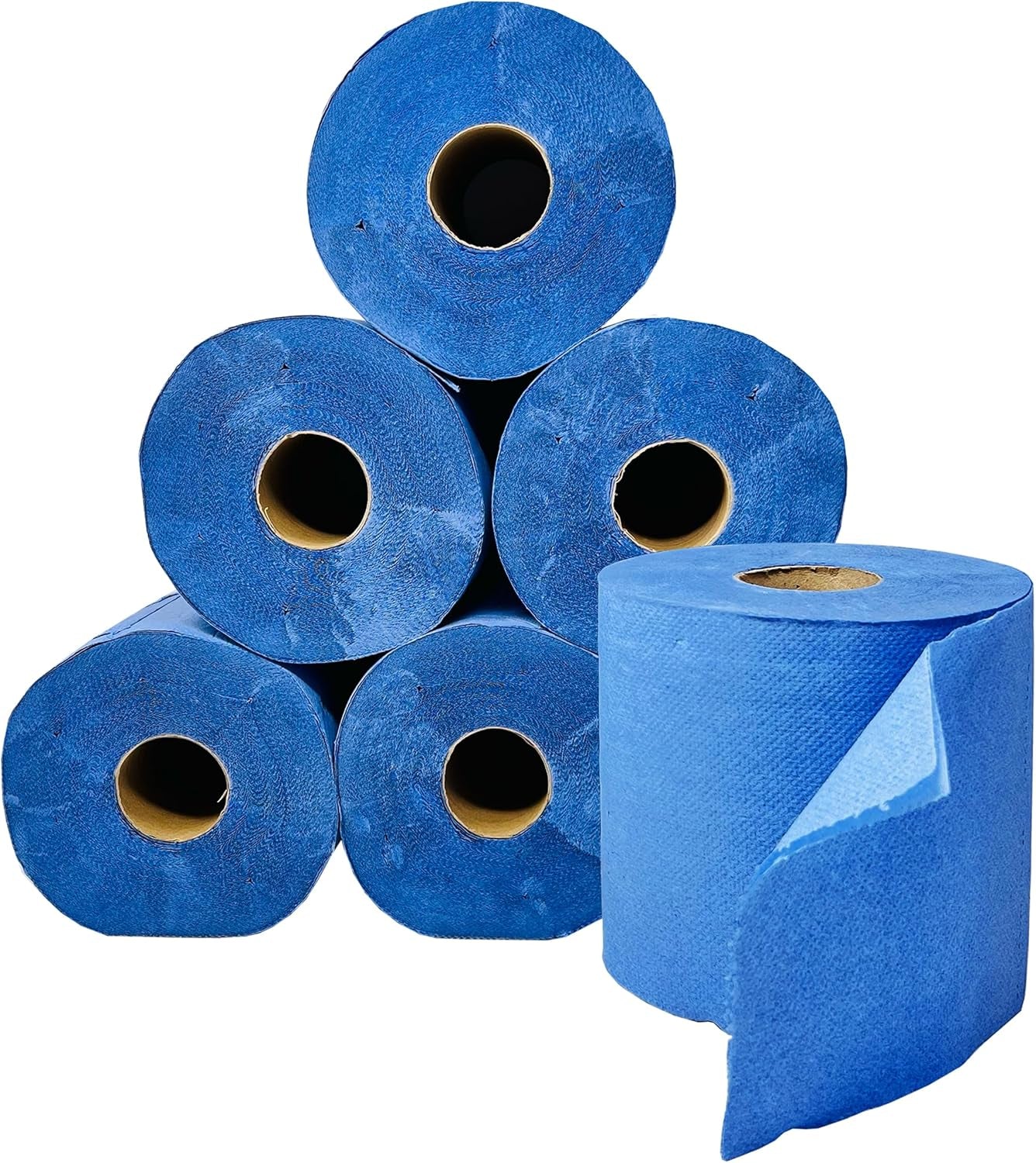 DHANZIPAK 6 X Economy Blue Centrefeed Paper Tissue Rolls - 2 Ply Embossed Centre Feed - Hand Towel Tissue Rolls