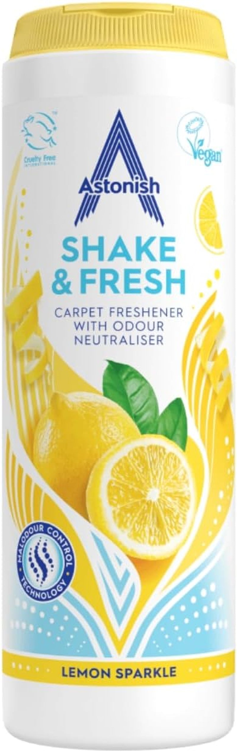 Astonish Shake & Fresh Carpet Freshener, Eliminates Odours, Lemon Sparkle, 350G