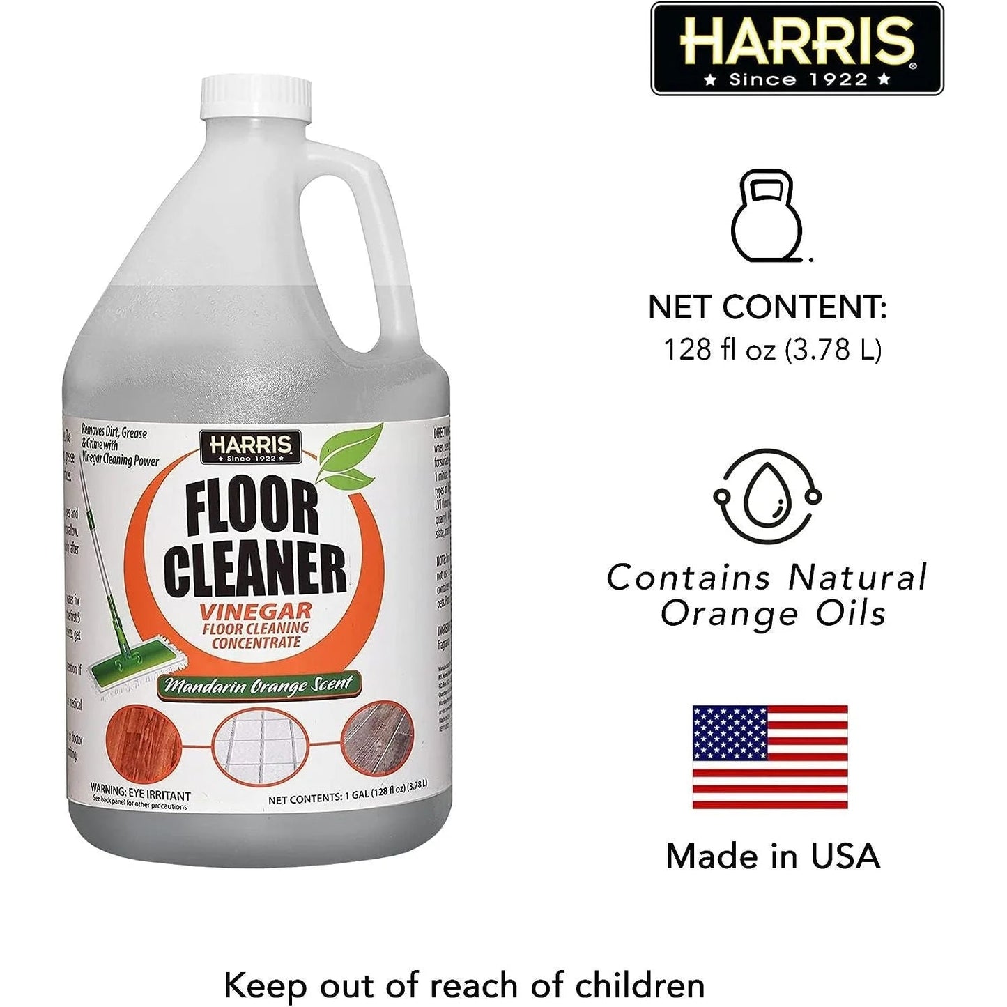 Harris Cleaning Vinegar, Mandarin Fragrance 128 Fl. Oz. Gallon