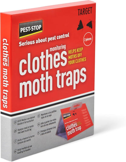 Pest-Stop Clothes Moth Traps - Insecticide Free and Odourless - Safe for Children and Pets - Ideal for Drawers - Easy to Assemble - Contains 2 Traps