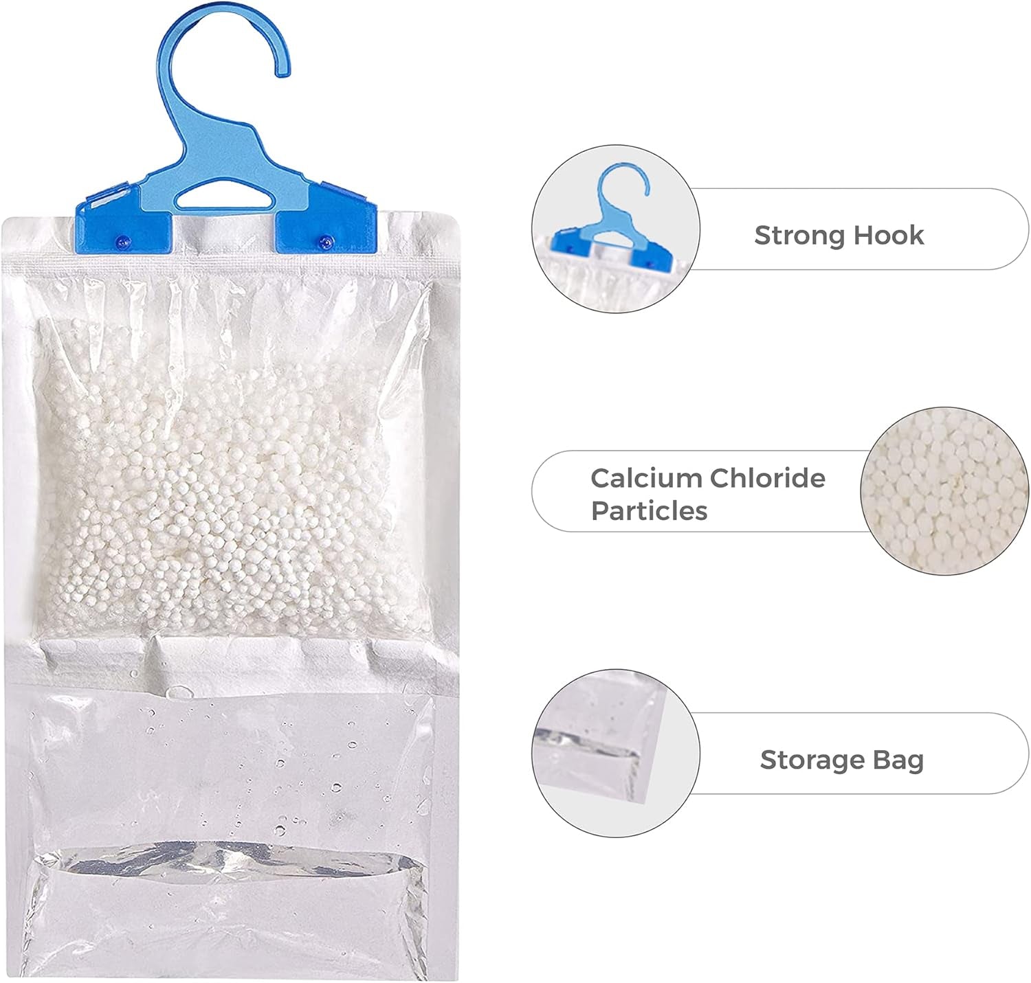 STERUN 12 Wardrobe Dehumidifier Hanging Bags with Leak Proof Storage Bag & Hanging Hook Ideal to Stop Mould, Mildew & Condensation for Wardrobe | Hanging Dehumidifier Bags | Damp Remover (Pack of 12)