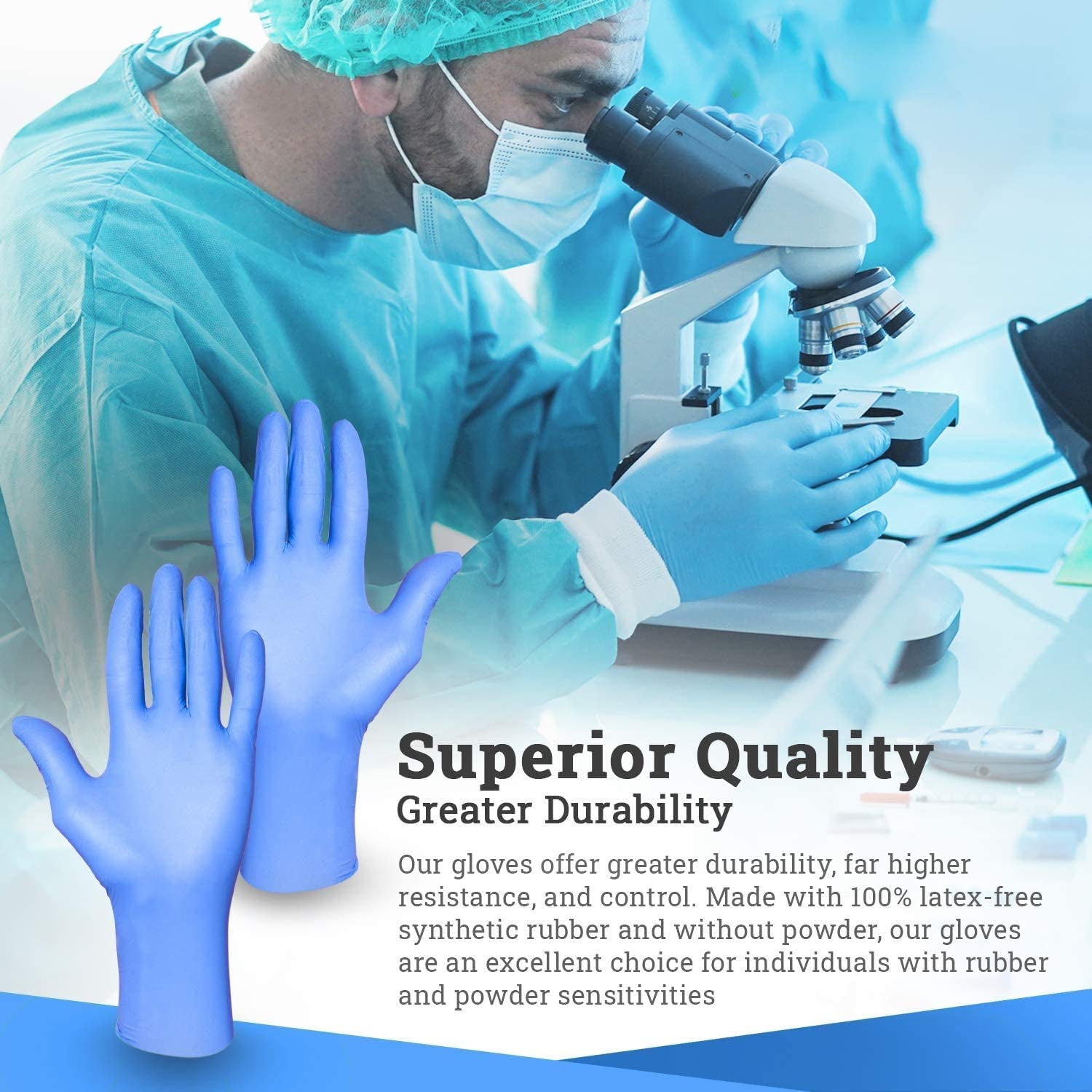 Disposable Gloves Nitrile - Powder Free, Latex Free, Textured Grip, Non-Sterile Exam Gloves for Cleaning, Cooking, Medical Use, High-Quality Disposable Gloves, Extra Strong Gloves (MEDIUM)