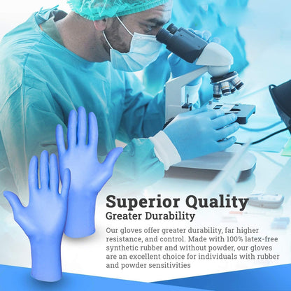 Disposable Gloves Nitrile - Powder Free, Latex Free, Textured Grip, Non-Sterile Exam Gloves for Cleaning, Cooking, Medical Use, High-Quality Disposable Gloves, Extra Strong Gloves (MEDIUM)