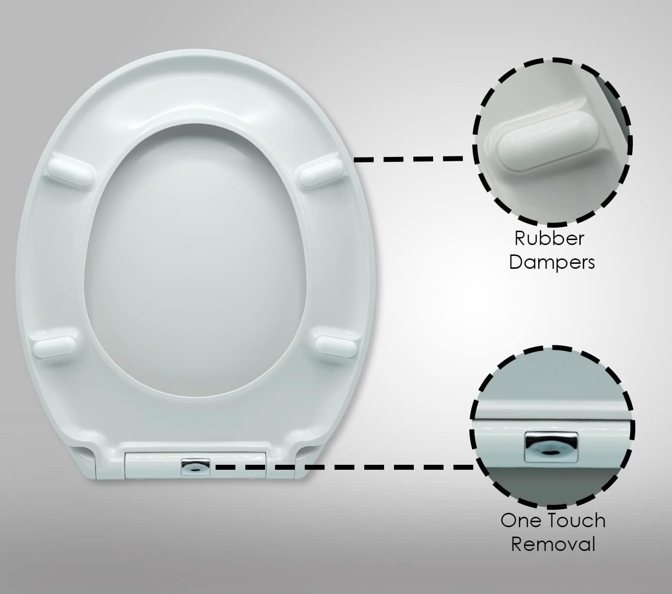 AQUALONA® Luxury Duroplast Toilet Seat – Incredibly Strong and Durable - Oval, Soft Close - Ceramic Appearance - Scratch Resistant - One Button Hinge Release for Quick Cleaning, Easy Install (White)