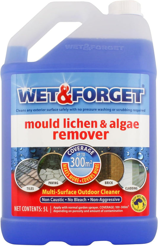 Wet & Forget Mould, Lichen & Algae Remover, Outdoor Cleaning Solution, Black Mould Remover, Bleach Free, 5 Litre