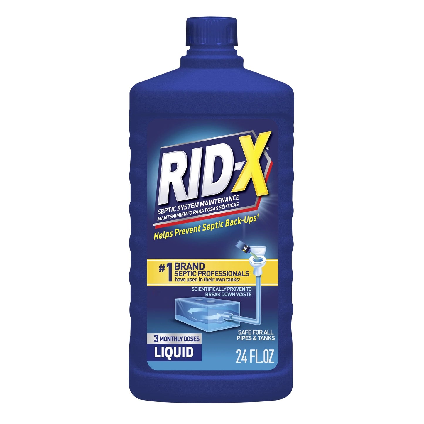 RID-X Septic 100% Biobased Tank Treatment, 3 Month Supply of Liquid, 24 Oz