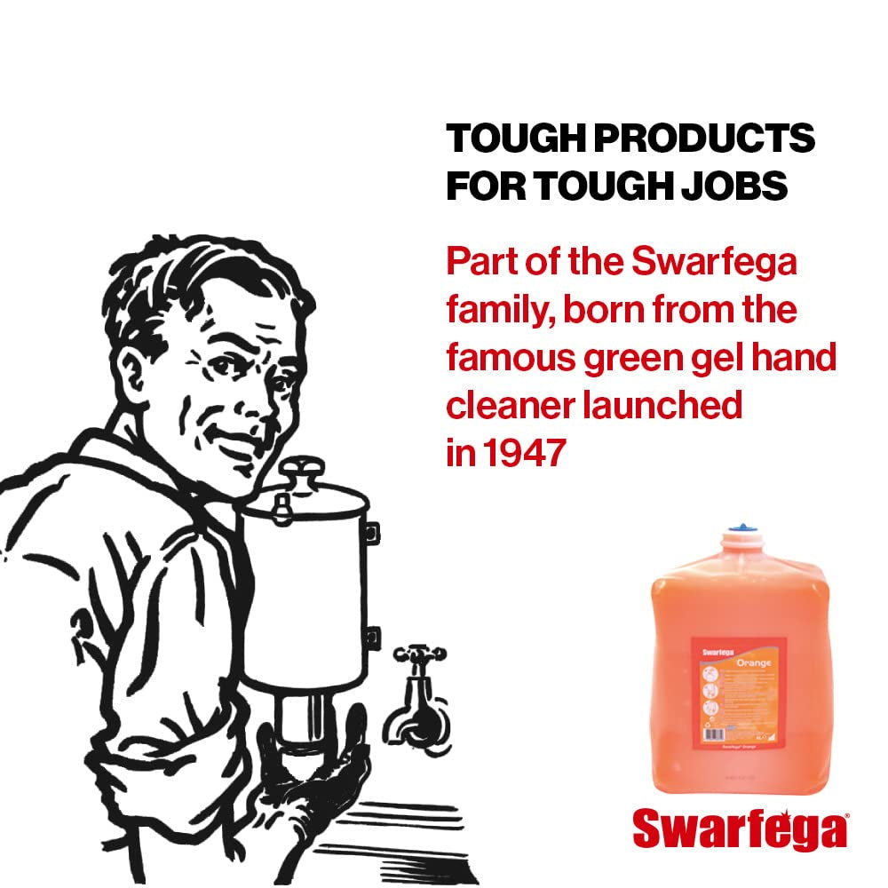 Swarfega Orange Hand Wash, Solvent-Free Heavy Duty Hand Cleaner with Natural Scrub and Moisturisers, Gentle on Skin 4L Cartridge