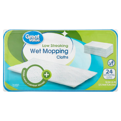 Great Value Wet Mopping Cloths, 24 Count