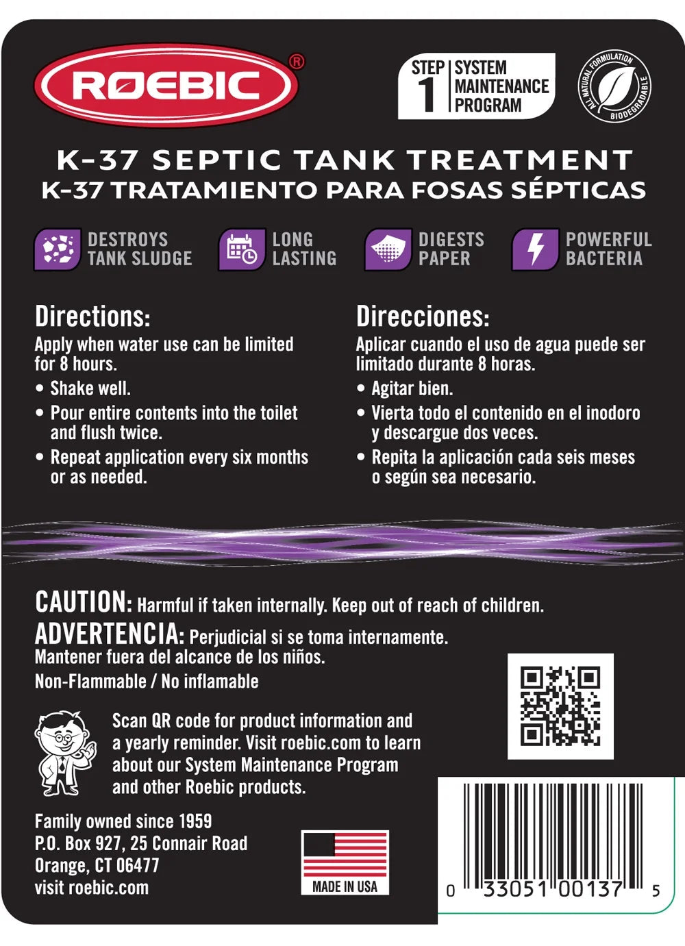 Roebic Brand K-37-Q Septic Tank Treatment, Safe for Toilets, 32 Oz