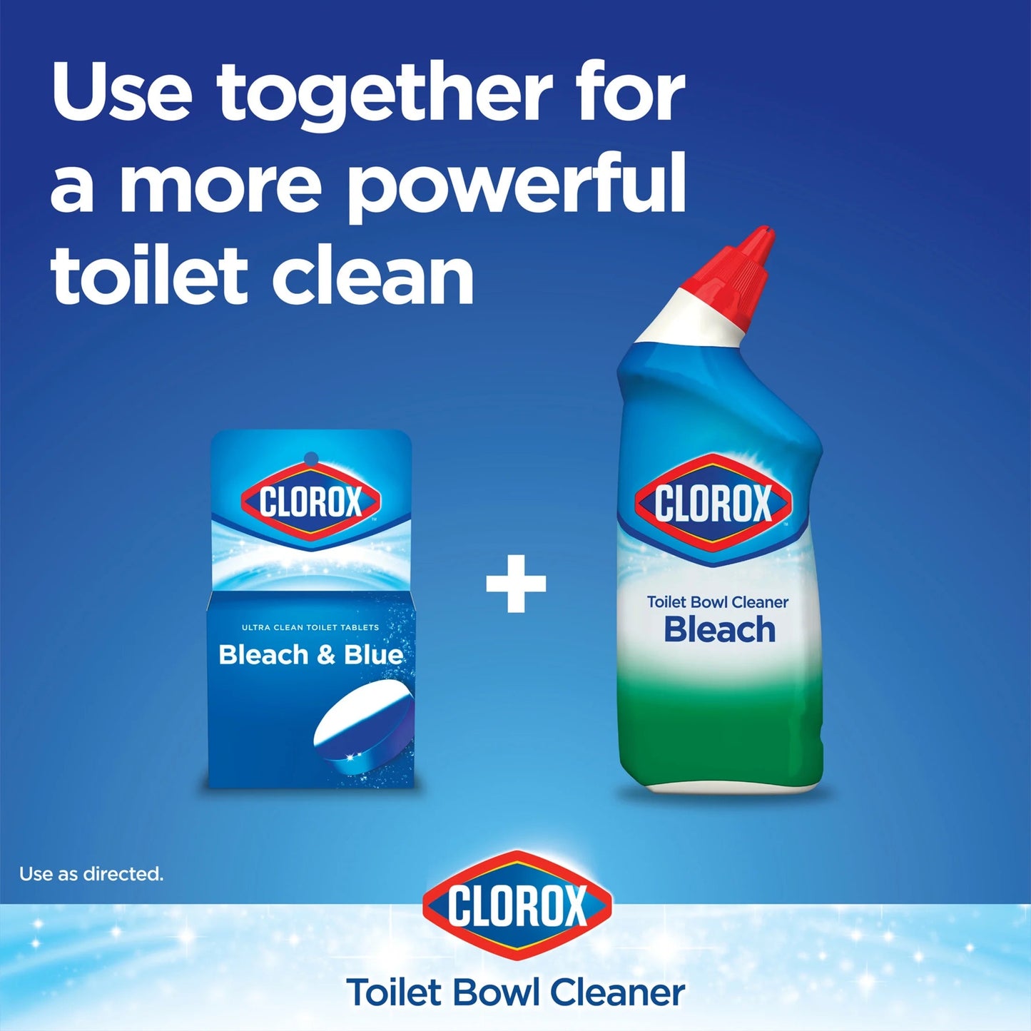 Clorox Bleach and Blue Toilet Bowl Cleaner Tablets, Rain Clean, 2 Count