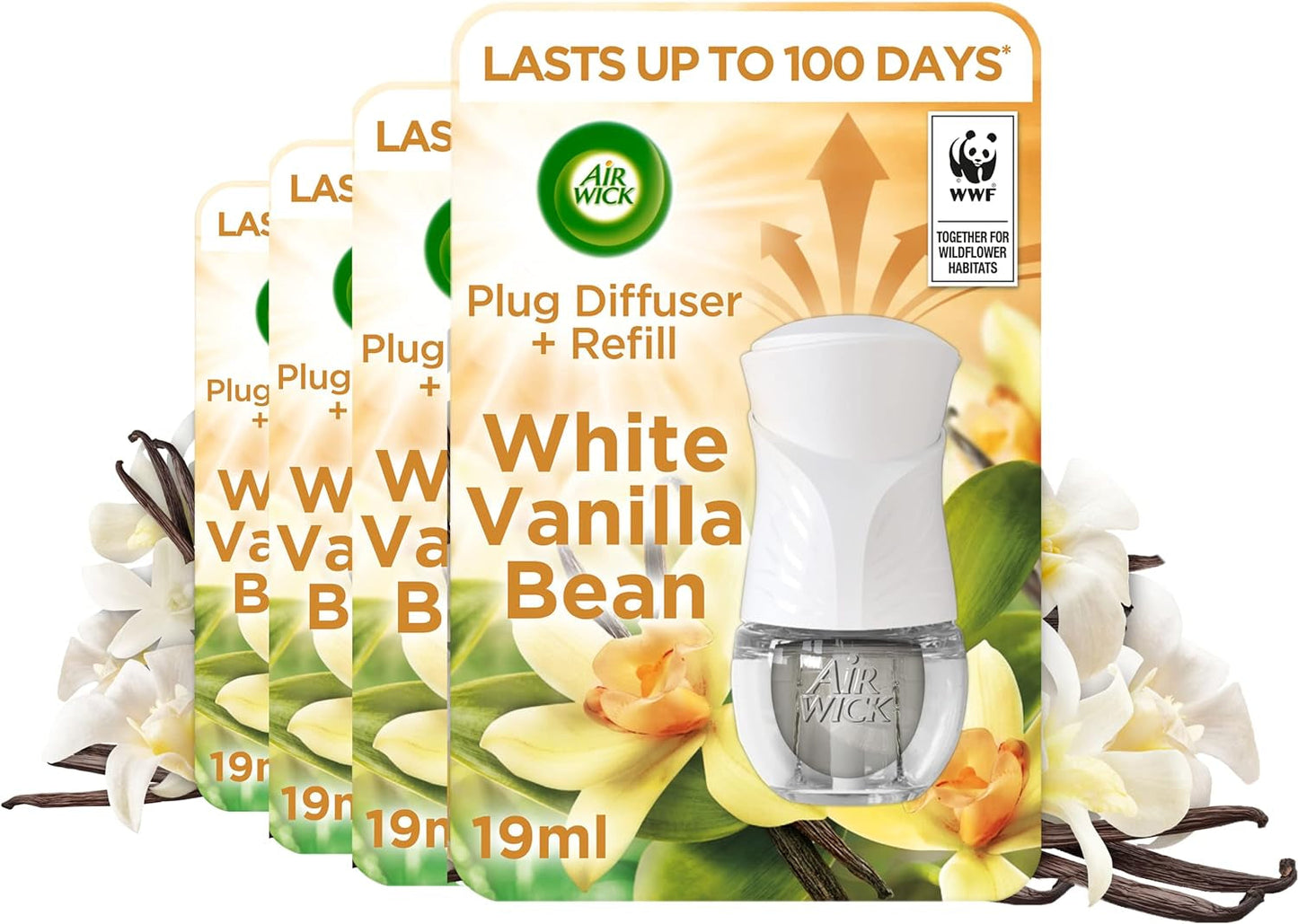 Air Wick Plug in Diffuser Kit, Fresh Cotton, 1 Device & 1 Refill (19Ml), Long Lasting Fragrance, Lasts up to 100 Days, Plug in Air Freshener