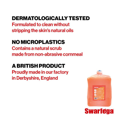 Swarfega Orange Hand Wash, Solvent-Free Heavy Duty Hand Cleaner with Natural Scrub and Moisturisers, Gentle on Skin 4L Cartridge