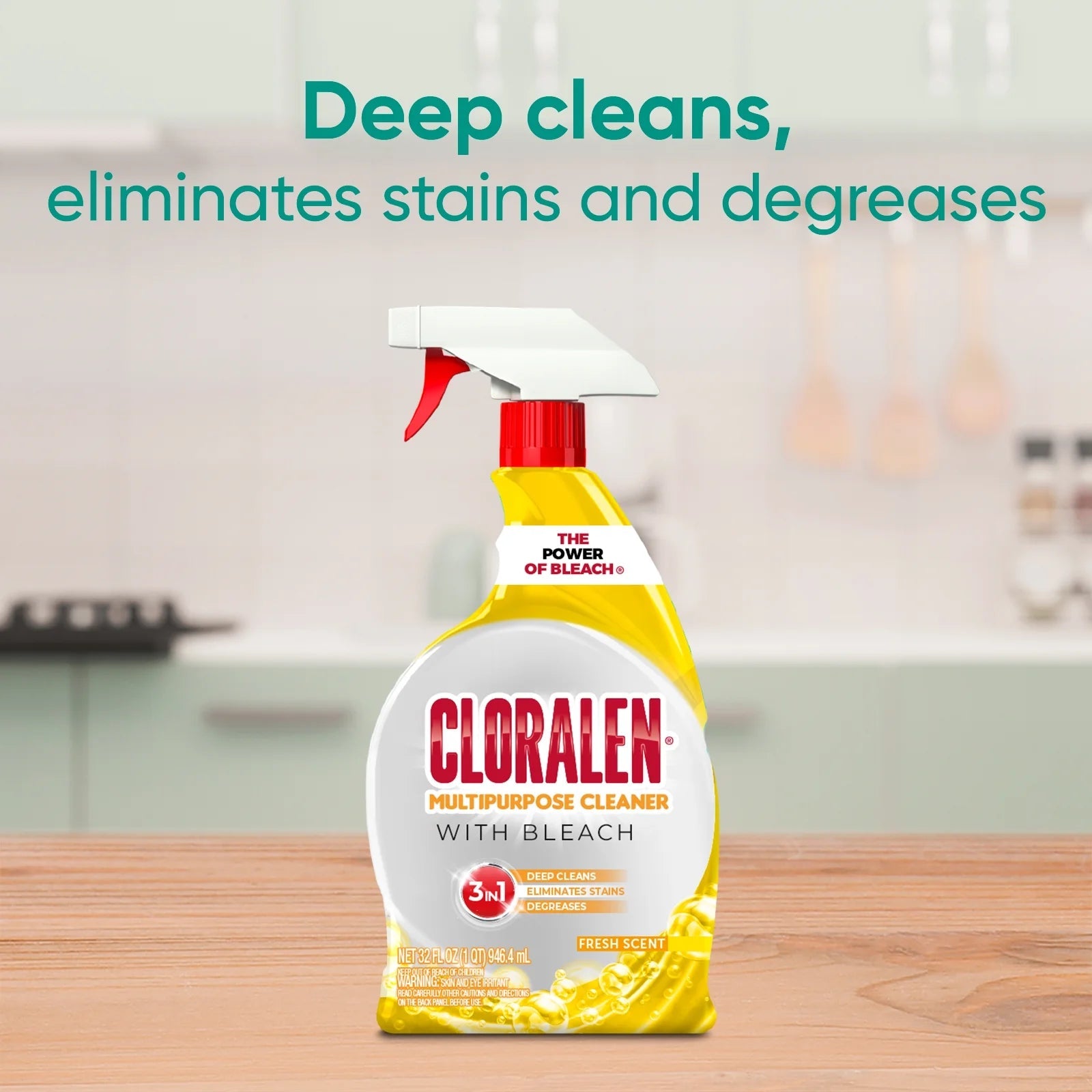 Cloralen Household Cleaning Spray, 3-In-1 All Purpose Cleaner, with Liquid Bleach (32 Oz)