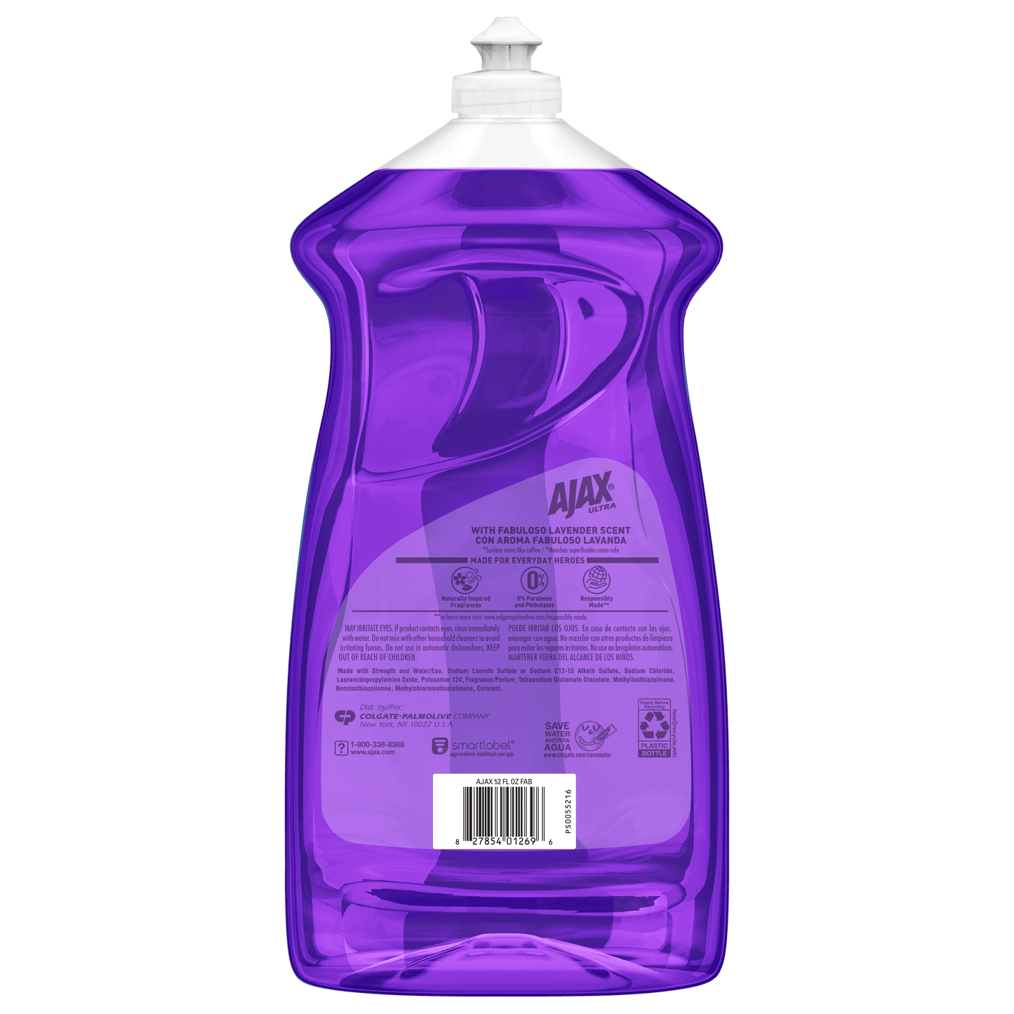 Ajax Ultra Liquid Dish Soap with Fabuloso, Lavender Scent, Deep Cleaning Action, 52 Fluid Ounce