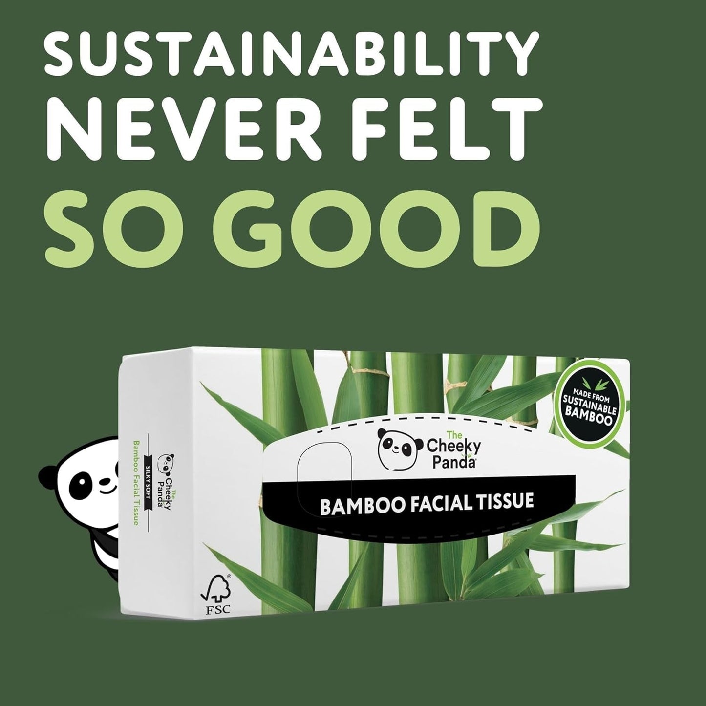 The Cheeky Panda Bamboo Facial Tissues | Sustainable Tissue Box | Plastic Free Box of Tissues