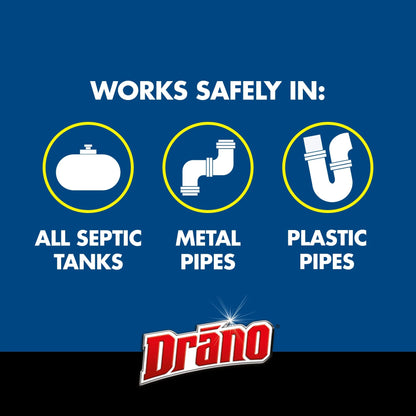 Drano Advanced Septic Treatment, Monthly Flushable Septic Tank Enzyme Care, 4.5 Oz, 3 Count