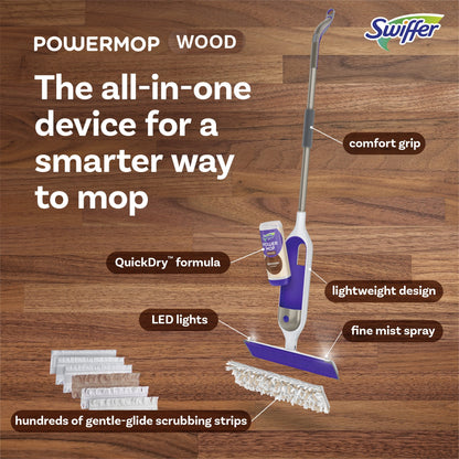 Swiffer Power Mop Wood Mop Kit for Floor Cleaning, Lemon Scent