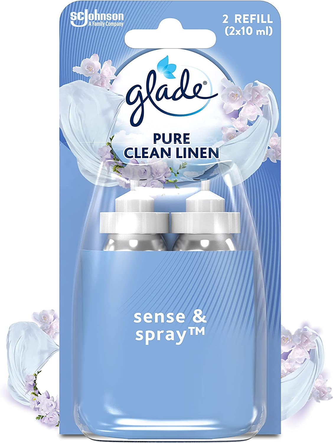 Glade Sense & Spray Air Freshener Refill, Motion Activated Automatic Odour Eliminator for Home, Clean Linen, Duo Pack (2 X 18Ml)