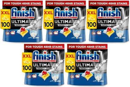 Finish Ultimate Infinity Shine Dishwasher Tablets Bulk | Scent : Lemon | Size: 100 Dishwasher Tabs |Ultimate Clean and Shine