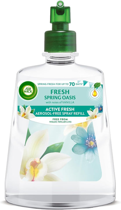 Air Wick Aerosol-Free Automatic Air Freshener Spray Refill, Eucalyptus & Freesia, Pack 1 X 228Ml, 24X7 Active Fresh Odour Neutraliser, Lasts up to 70 Days, Air Freshener for Home