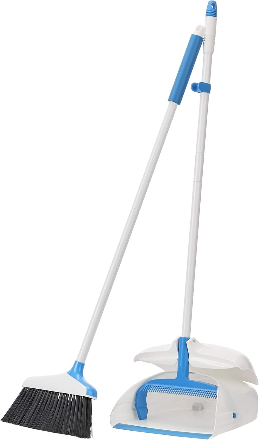 Amazon Basics Angled Push Broom, Blue&White