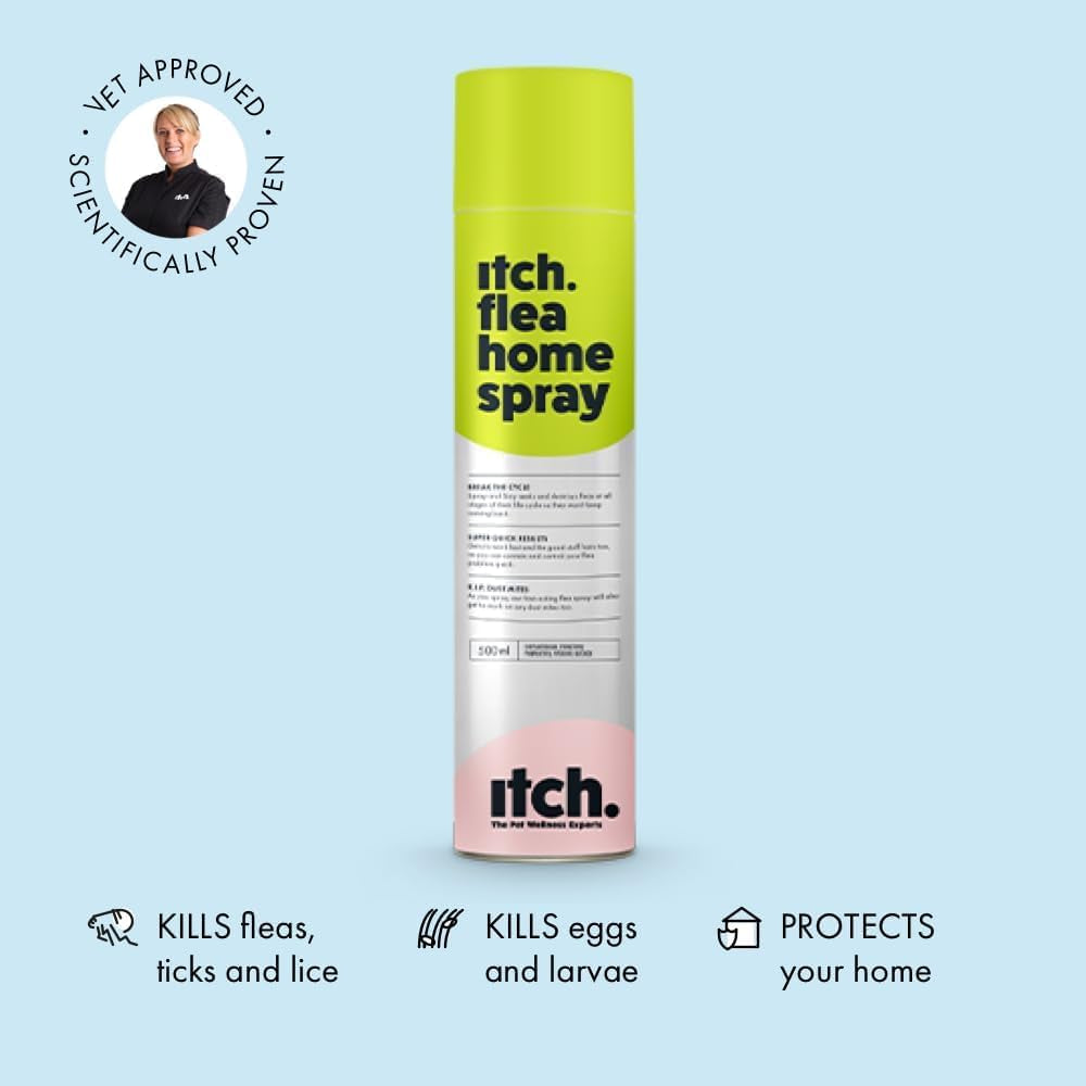 Itch Flea Home Spray | Kills Fleas, Larvae, Eggs and House Dust Mites | Fast Acting | Odourless | 500Ml | Pack of 2