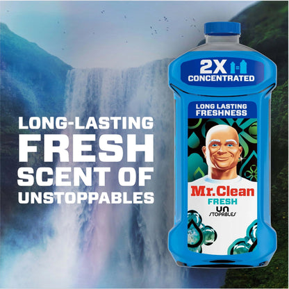 Mr. Clean 2X Concentrated Multi Surface, All Purpose Cleaner with Unstopables Fresh Scent, 23 Fl Oz