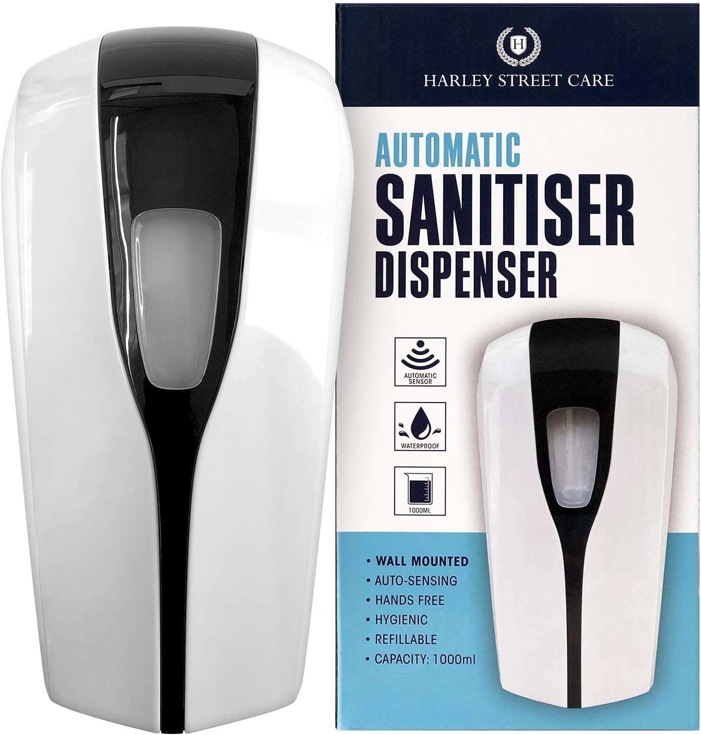 Harley Street Care Automatic Hand Soap Dispenser Hand Sanitiser Dispenser 1000Ml Capacity, Wall Mounted, Hands Free, Hygienic, Refillable