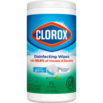 Clorox Bleach-Free Disinfecting and Cleaning Wipes, Fresh Scent, 75 Count