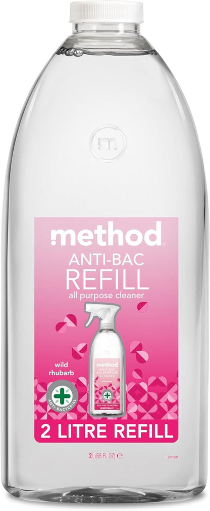 Method Antibacterial Spray Refill, All Purpose Cleaner, Wild Rhubarb, 2 L