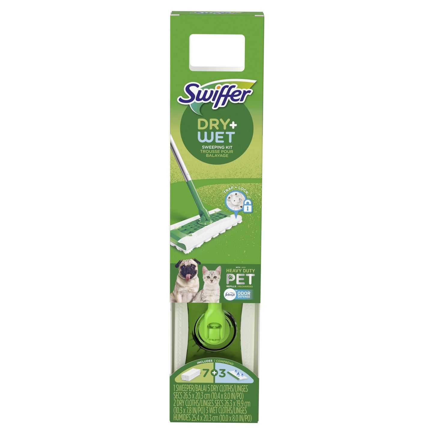 Swiffer Sweeper Pet Heavy Duty Dry + Wet All Purpose Floor Mopping and Cleaning Starter Kit Includes 1 Mop, 10 Refills