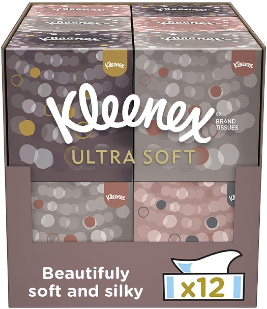 Kleenex Take a Moment Collection Tissues - 12 Cube Tissue Boxes - in Aid of Mind - Contains 4 Different Designs