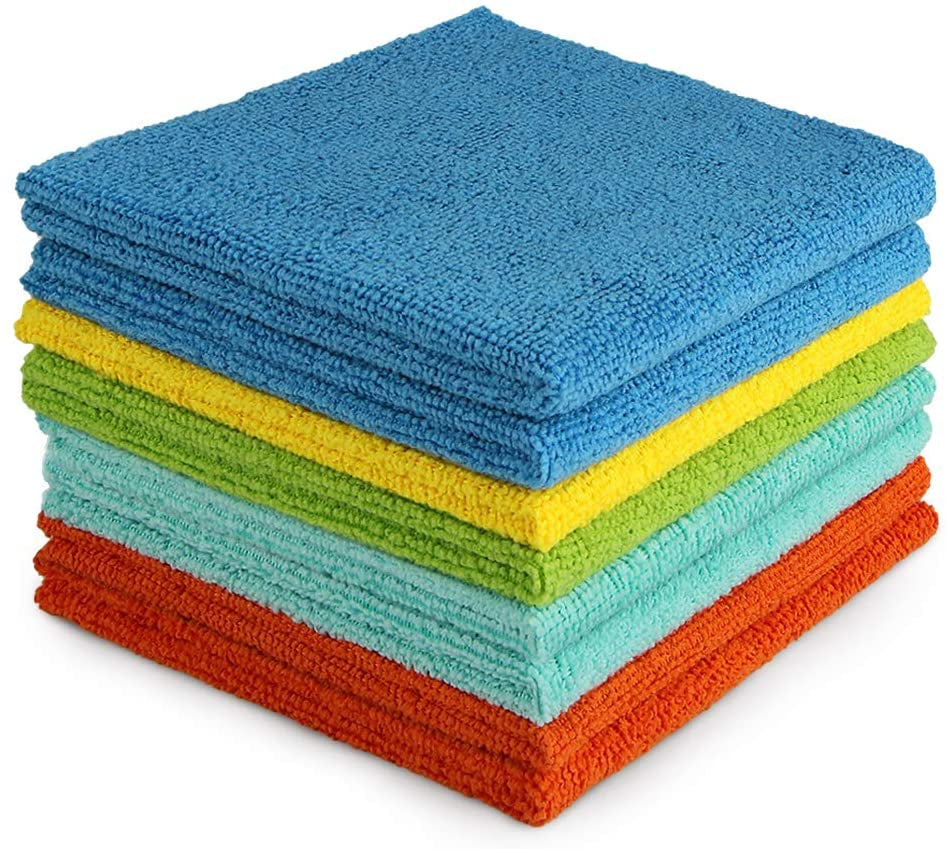 AIDEA Microfibre Cloth Pack of 8, Multifunctional Reusable Cleaning Cloths, Lint Free Streak Free Washable Cloth Duster for House, Kitchen, Car, Motorbike, Windows 30 X 30 Cm