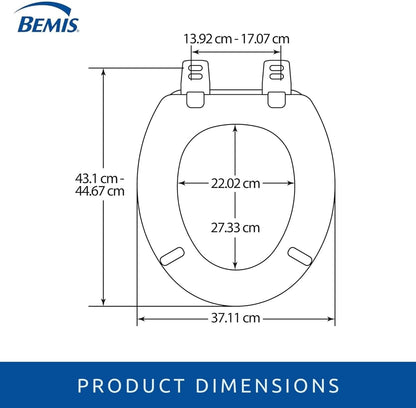 BEMIS Chicago Ultra-Fix White Toilet Seat. Wooden Toilet Seat with Water Based Paint for Easy Clean. Non Slip Toilet Seat with Adjustable Plastic Hinges, Universal & Easy Installation, White